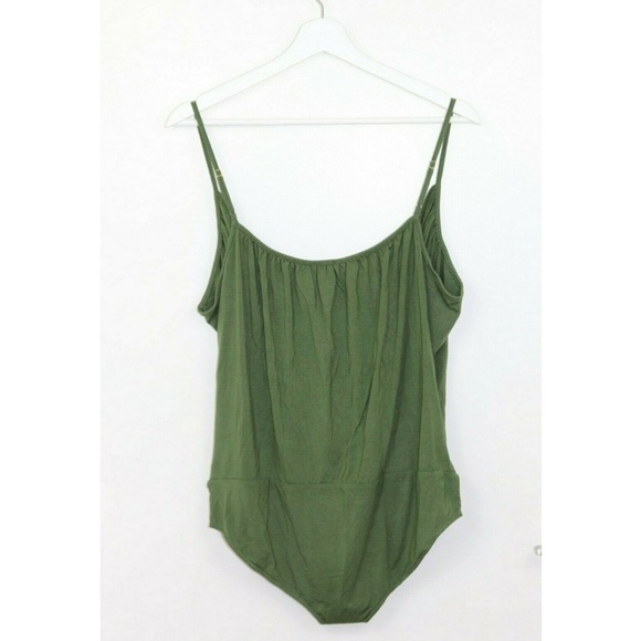 (SOLD) J.Crew Drapey Wrap Front Cami Bodysuit XL Green - Picture 4 of 4